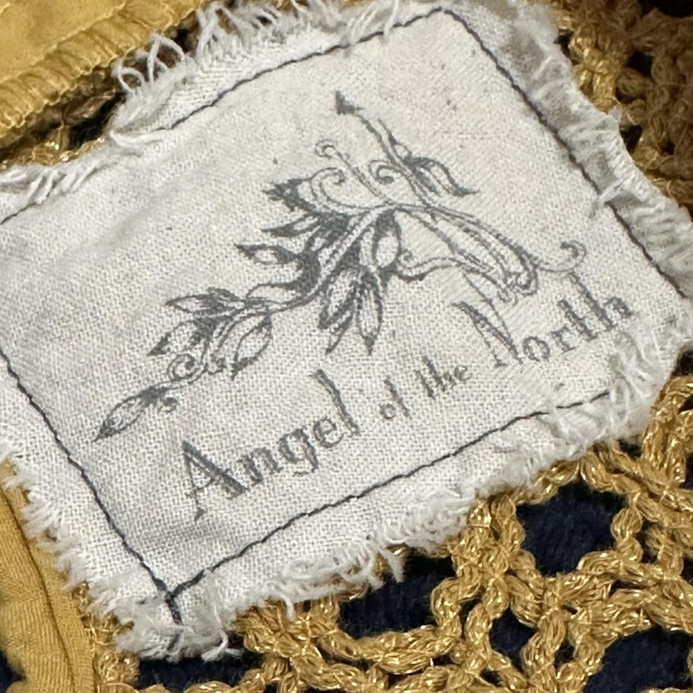 Anthro Angel of the North Senoia Crochet Knit Top M Mustard Cotton Boho - Picture 4 of 12